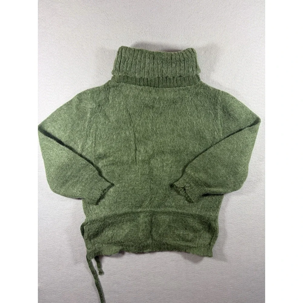 Vintage Medallion Women's Green Wool Kid Mohair Sweater Cottagecore Small